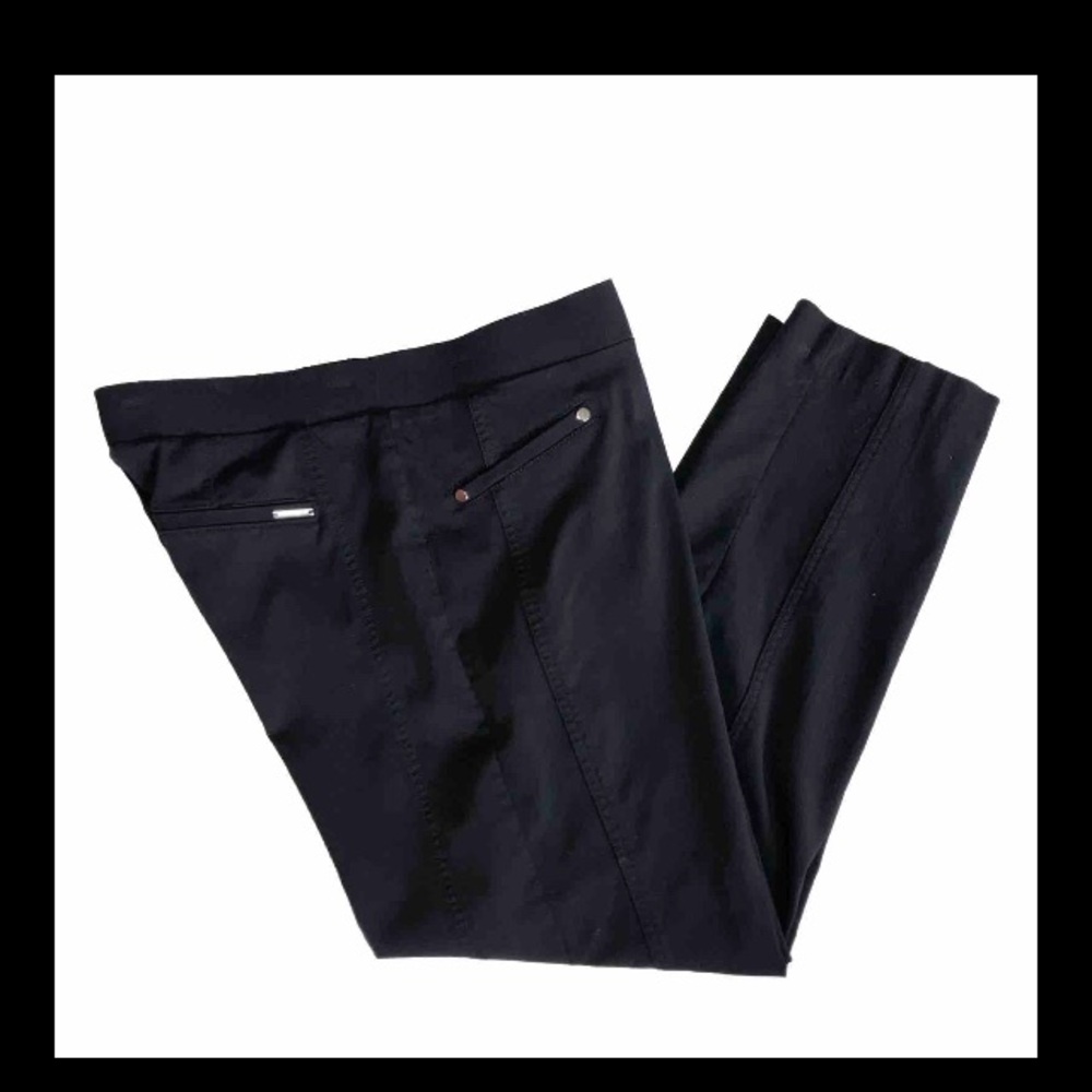 Zac & Rachel Women’s Pants Trousers Black Stretch Slim High Rise Crop Pull On 10